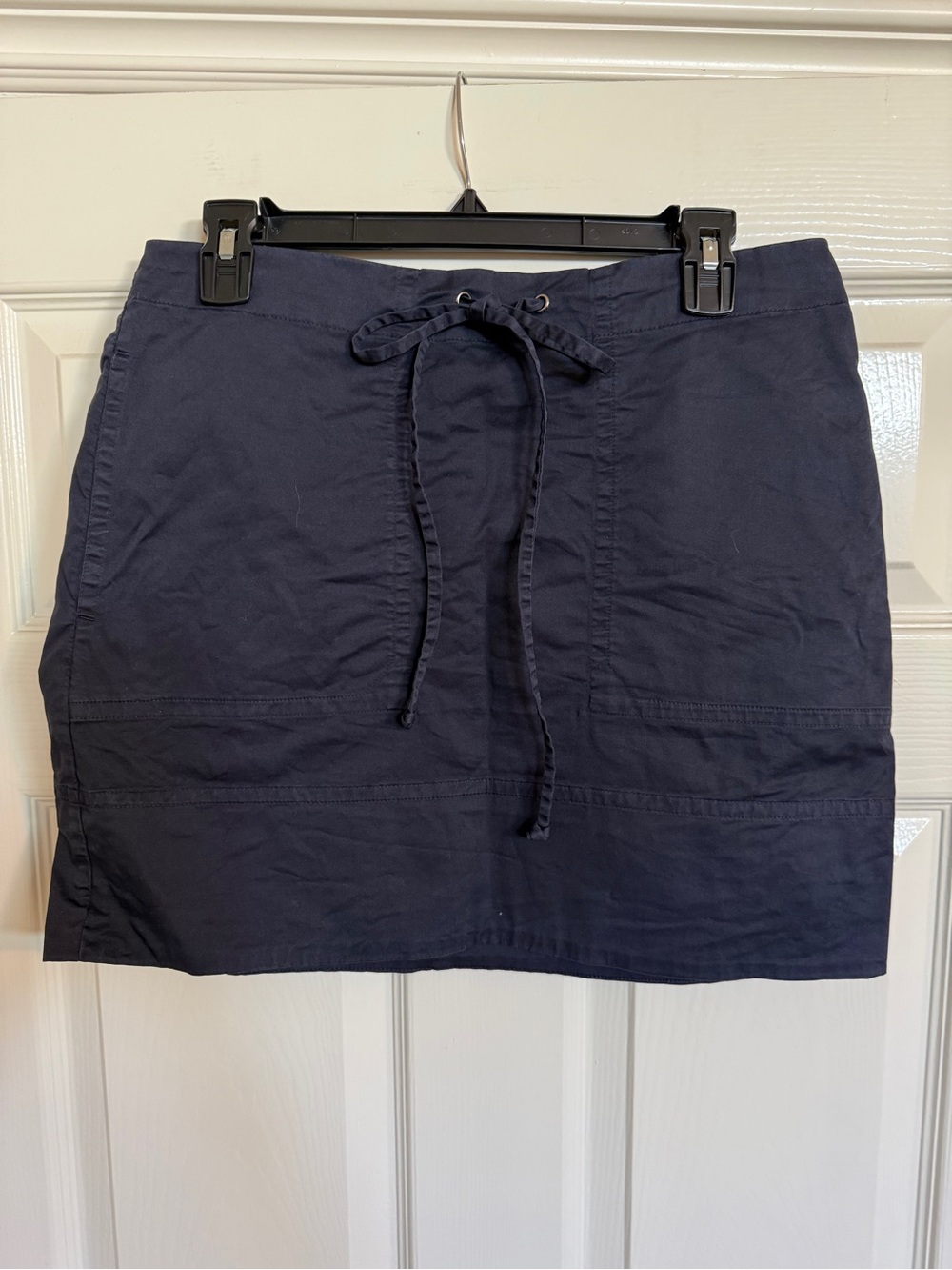 THEORY Navy Drawstring Cotton Mini Skirt Sz S